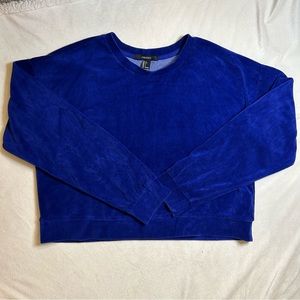 Forever 21 Blue Velvet Long Slevee Cropped Sweater